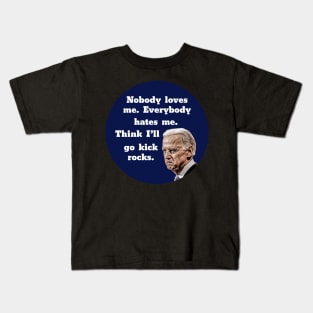 Funny Pouting Biden Cartoon Nobody Loves Me Kids T-Shirt